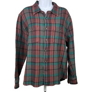 Corridor New York Plaid Button Up Shirt Mens Textured Cotton Flannel Medium